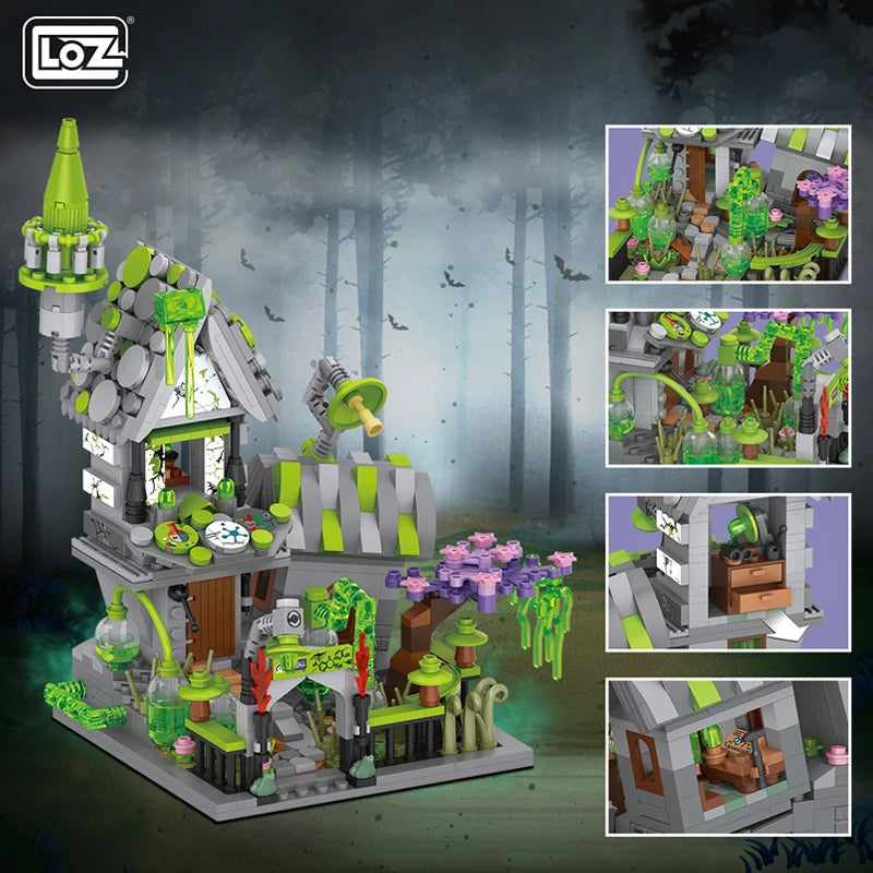 Halloween Toys Building Blocks Assembly Pumpkin House Ghost House Witch Science Monster Friend Party Decor Model Kids Gifts