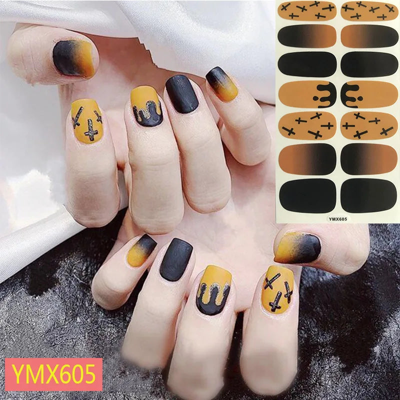Baking Free Halloween Nail Stickers Full Sticker Fashion Nail Art Jewelry  Pumpkin Ghost Wholesale Applique Nail Sticker
