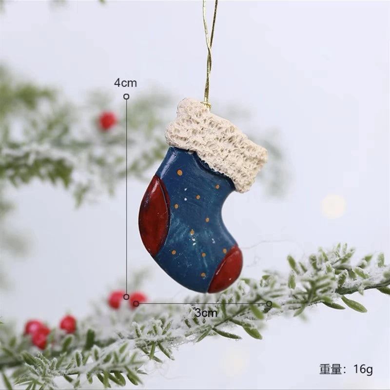 Christmas Resin Tree Decorations Santa Snowman Angel Pendant Ornament DIY Kids Toys Noel Navidad Kerst 2023