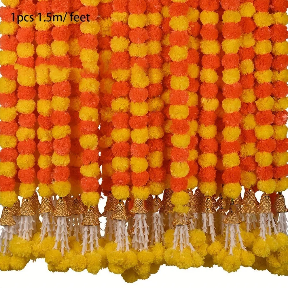 Diwali Pooja/ Long Strands Artificial Marigold Garland / Wedding Events Decor
