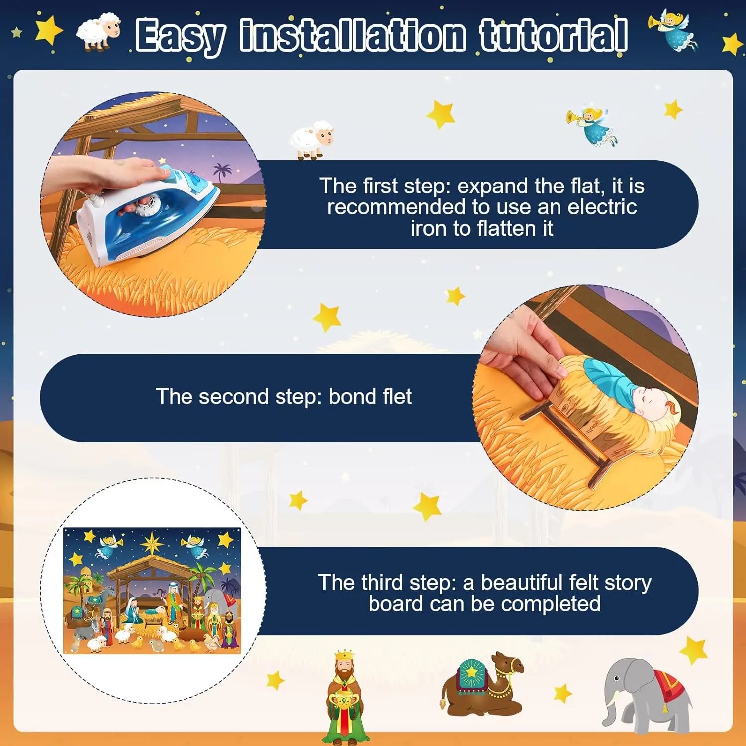 Christmas Felt Story Board Set Detachable Ornaments Wall Decor House Crafts DIY Learning Interactive Play Kit for Holiday Xmas