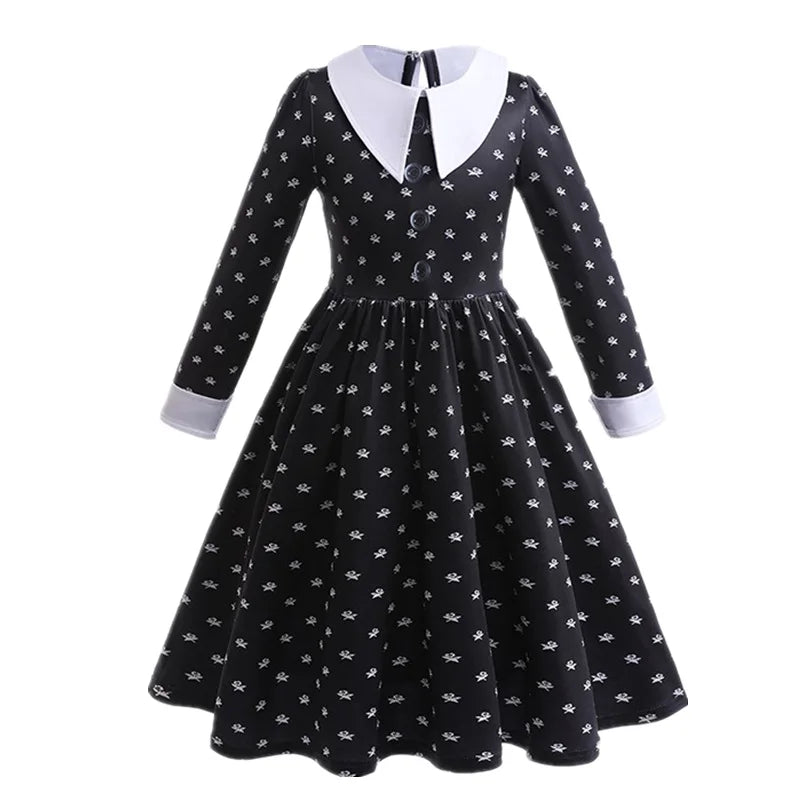Children Wednesday Costume Girls Black Gothic Family Clothes Halloween Cosplay Costume for Kids Easter Carnival Fancy Dress Up