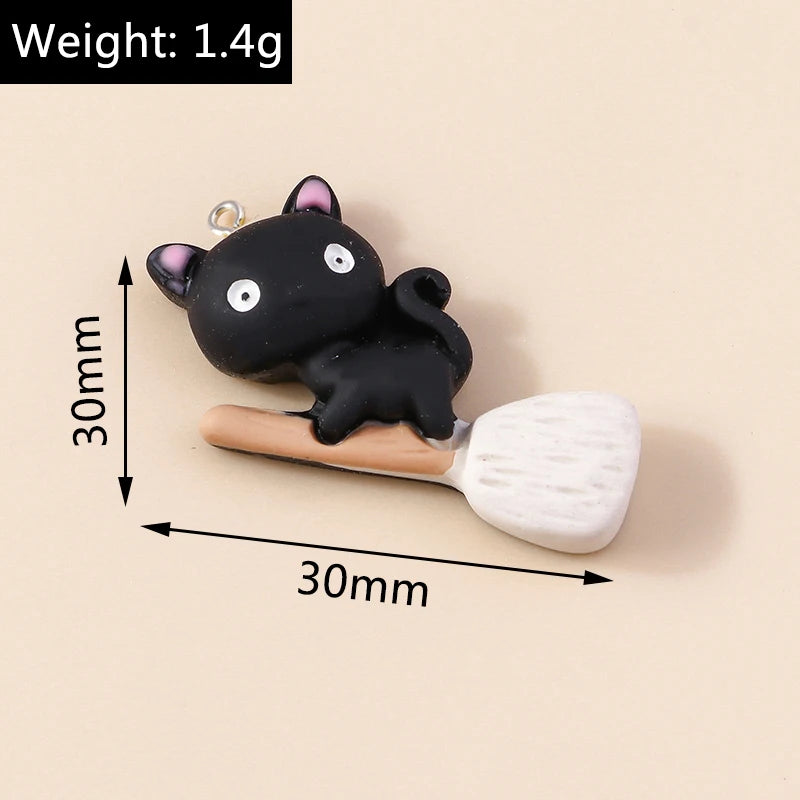 Leslie 10Pcs New Resin Halloween Charms Kawaii Cat Spider Castle Ghost Pumpkin Charms Pendants Decor DIY Earring Jewelry Making