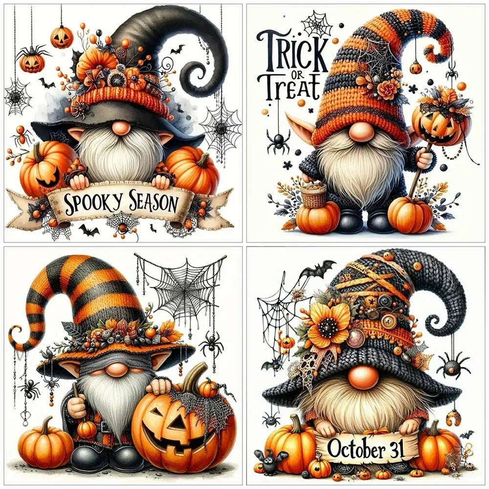 EverShine 5D Diamond Painting Gnome Pumpkin Full Drill Embroidery Dwarf DIY Mosaic Cartoon Portrait Halloween Decorations Gift