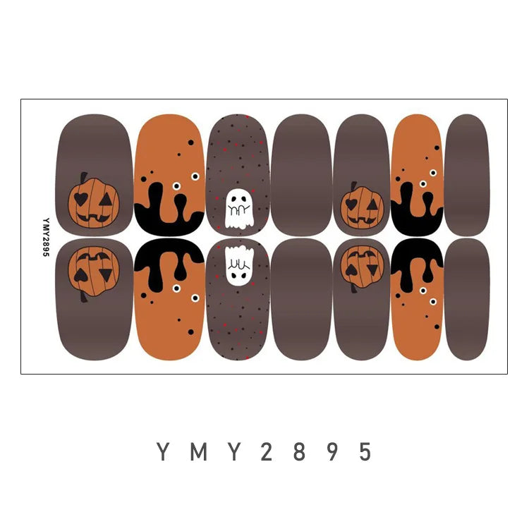 Baking Free Halloween Nail Stickers Full Sticker Fashion Nail Art Jewelry  Pumpkin Ghost Wholesale Applique Nail Sticker