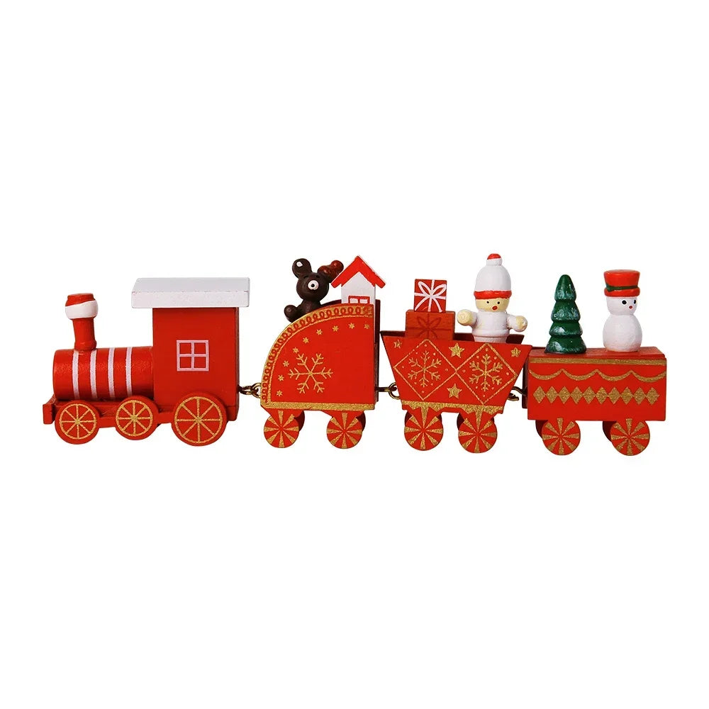 Christmas Train Painted Wooden Plastic  Mini Christmas Tree Train Christmas Decorations Festival Party Xmas Table Top Ornament