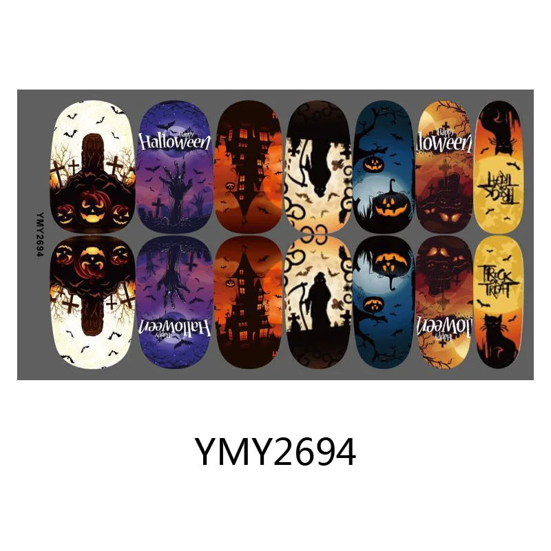 Baking Free Halloween Nail Stickers Full Sticker Fashion Nail Art Jewelry  Pumpkin Ghost Wholesale Applique Nail Sticker