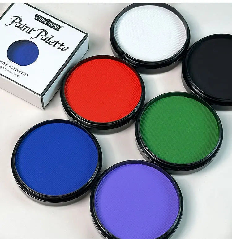 30g Water-Activated Body Makeup Face Paint Set 3-Piece with Brushes Mixing Palette for Halloween Christmas Costume Party Cosplay
