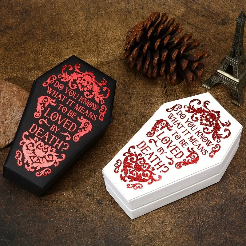 1/2pcs Gothic Coffin-Shaped Jewelry Box PU Leather Multi-Compartment Organizer for Rings Necklaces Earring Halloween Gift Case