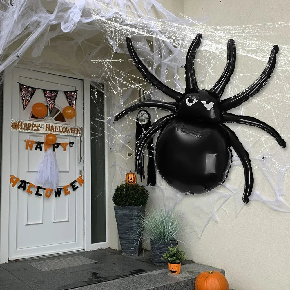 Halloween Decor Props Set Creative Horror Ghost Black Gauze With Spider Latex Balloons Halloween Party Decors Supplies Globos