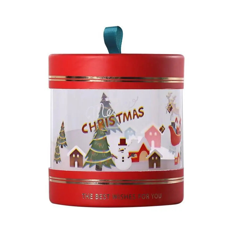 Christmas Gift Packaging Box Festive Dessert Party Decoration Treats Cake Hug Bucket Plastic Transparent Storage Case Home