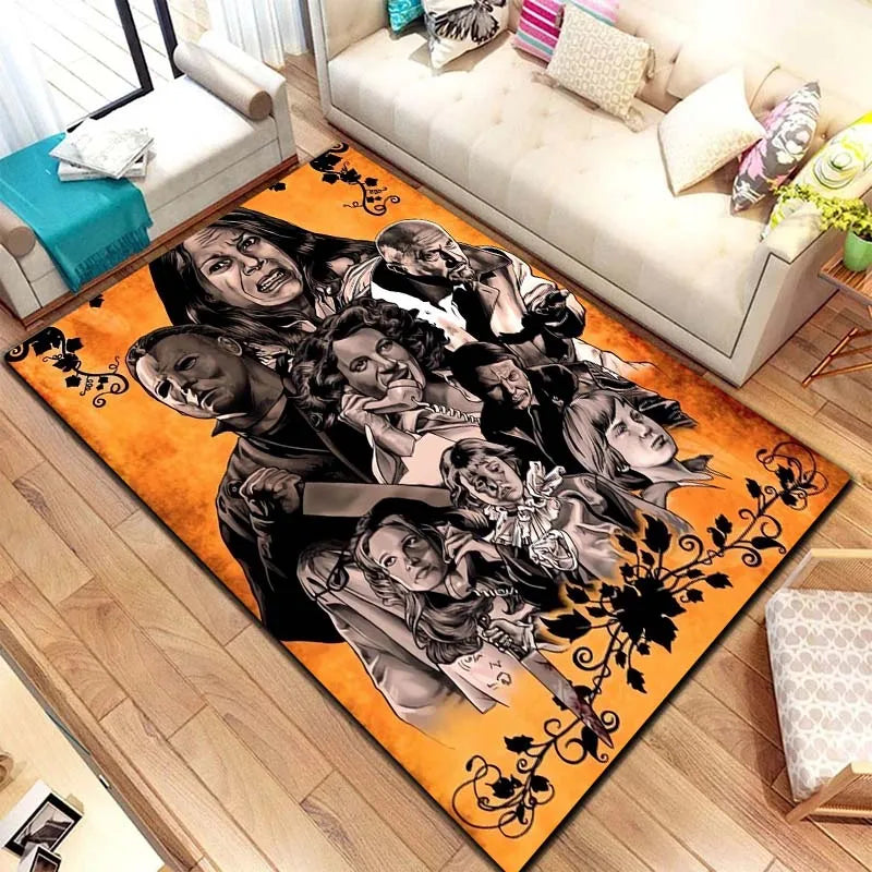 M-Michael Myers Horror Halloween Decorative Warmer Rug Home Living Room Bedroom Carpet Bathroom Kitchen Non Slip Carpet