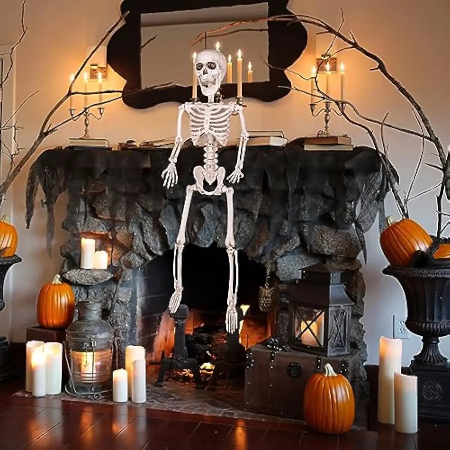 40cm Halloween Human Shape Skeleton,Posable Skeleton,Human Shape Bones,Halloween Herror Decorations,Haunted House Horror Props