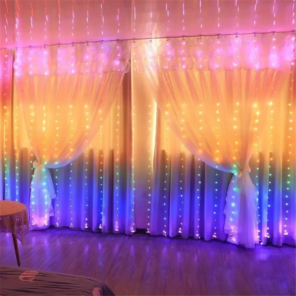 LED Curtain String Light Beautiful Window Ornament USB Powered Indoor Christmas New Year Garland Led Lights Halloween Decoration