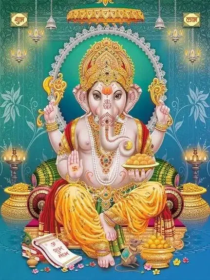 God Ganesha Canvas Wall Art God Series Religious Temple Print for Living Room Decor