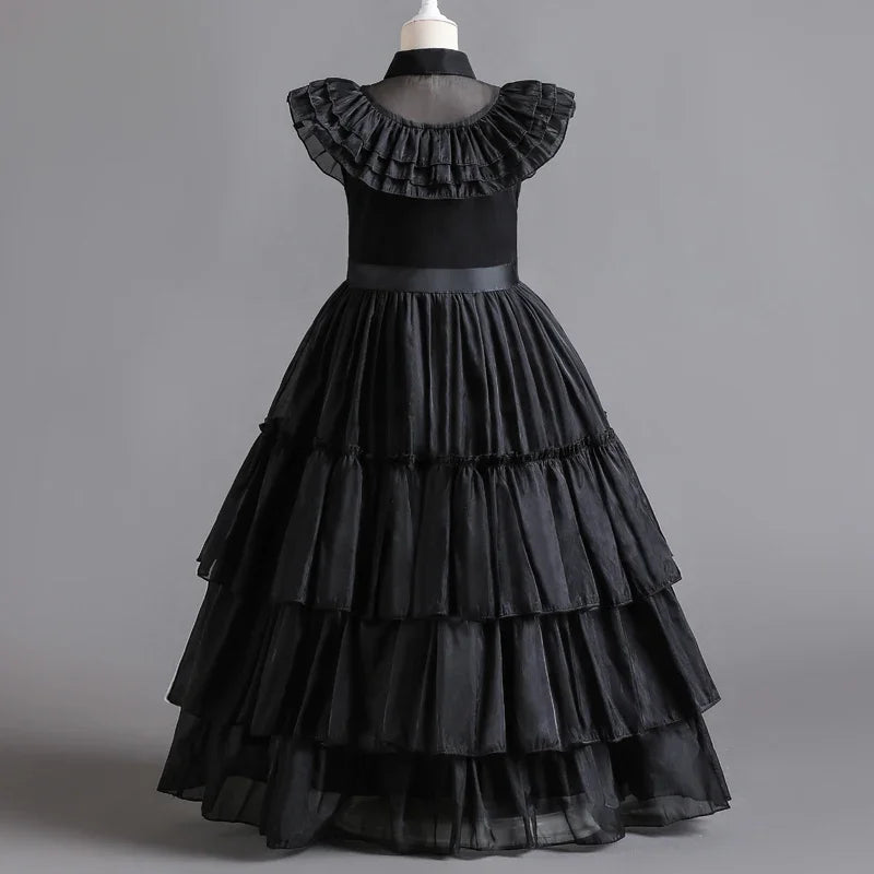 Children Wednesday Costume Girls Black Gothic Family Clothes Halloween Cosplay Costume for Kids Easter Carnival Fancy Dress Up