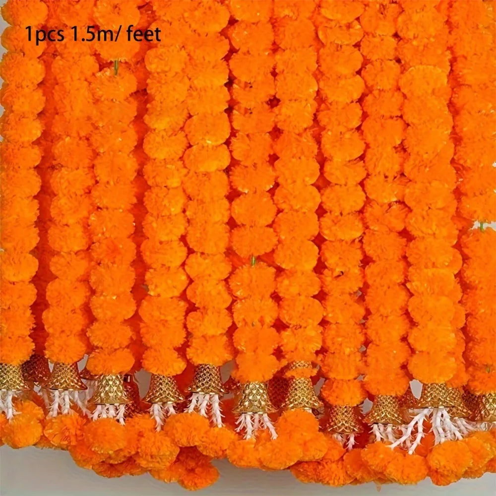 Diwali Pooja/ Long Strands Artificial Marigold Garland / Wedding Events Decor