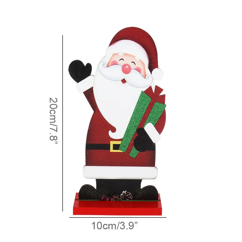 Christmas Wooden Reindeer Snowman Santa Claus Crafts Xmas Desktop Ornaments Merry Christmas Home Decorations New Years Noel Gift