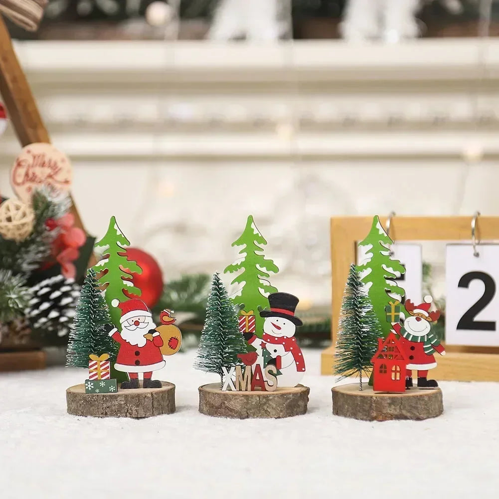 Christmas Wooden Ornaments Xmas Tree Pendant Santa Claus Crafts Table Decor Christmas Tree Decor Xmas Gifts New Year 2024