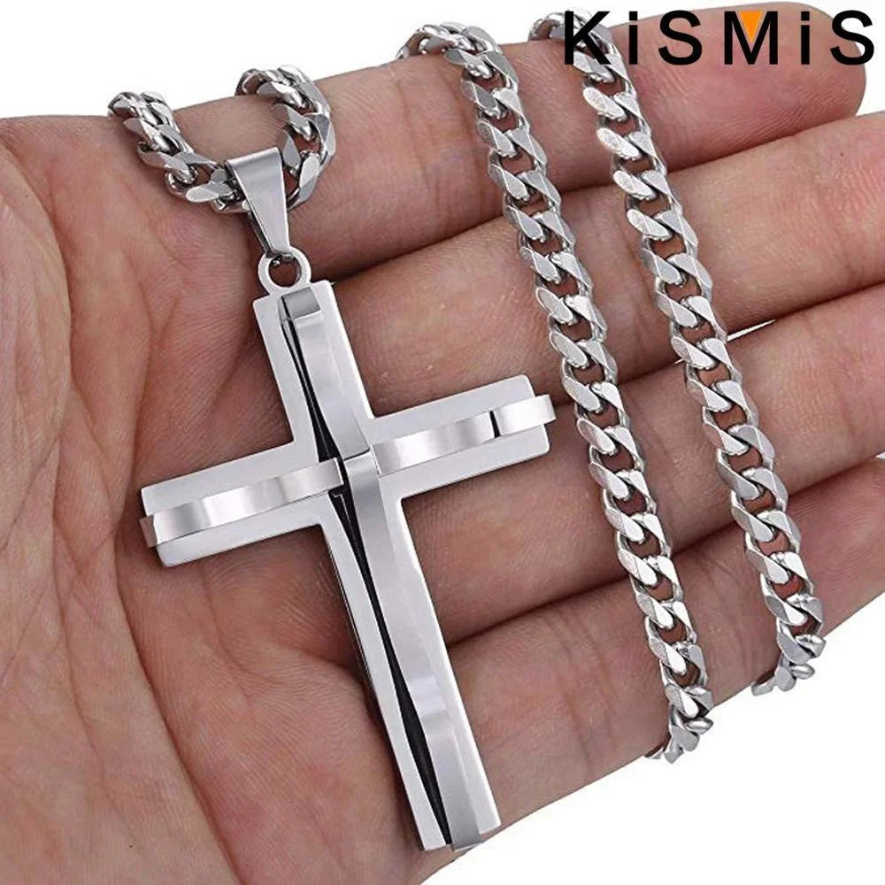 Men's Cross Pendant Necklace Fashion Hip-hop Jewelry Accessories Stylish Design Unique Gift for Him