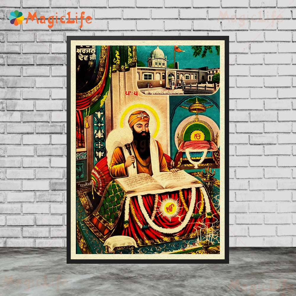 Sikhism Gurunanak Gulu Nanak Religion Posters Wall Pictures For Living Room Vintage Poster Wall Art Canvas Painting Unframed