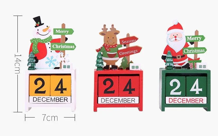 Christmas Gifts Wooden Calendar Tabletop Ornaments Santa Claus Christmas Tree Decorations Home Decoration Accessories