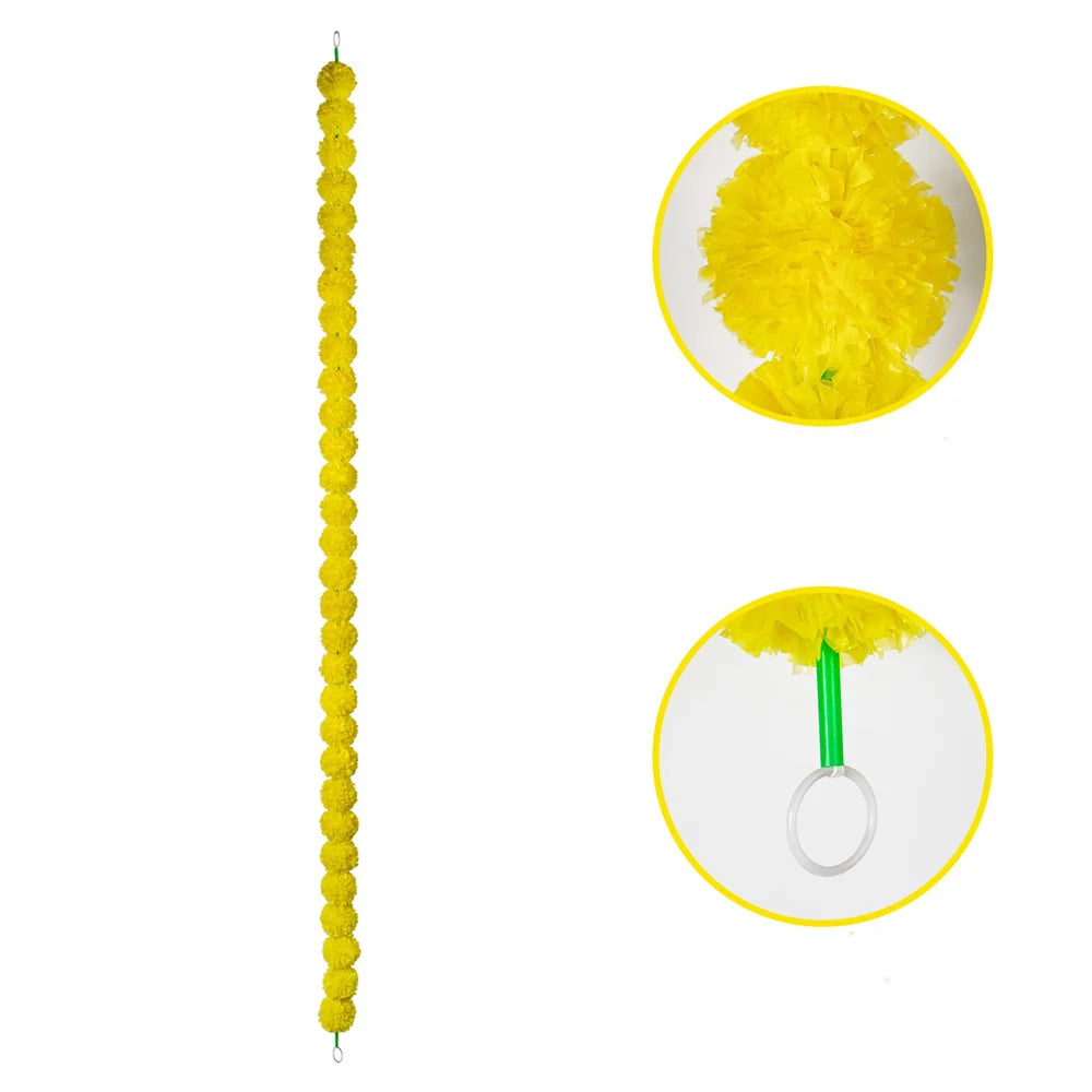 Artificial Marigold Garland For Diwali Wreath Indian Weddings Arch Decorations Garland Halloween Yard Hanging Flower Bar Strips