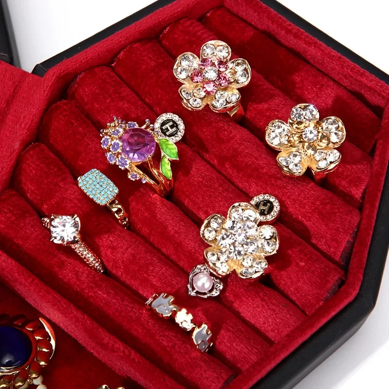 1/2pcs Gothic Coffin-Shaped Jewelry Box PU Leather Multi-Compartment Organizer for Rings Necklaces Earring Halloween Gift Case