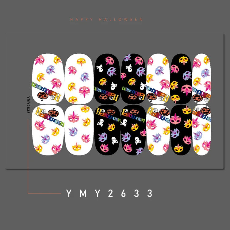 Baking Free Halloween Nail Stickers Full Sticker Fashion Nail Art Jewelry  Pumpkin Ghost Wholesale Applique Nail Sticker