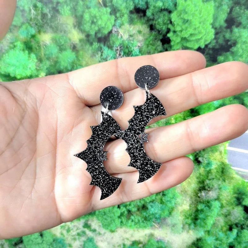 New Skeleton Pumpkins Halloween Earrings Women Hallowmas Costume Cosplay Skull Heart Axe Black Bat Acrylic Drop Earring