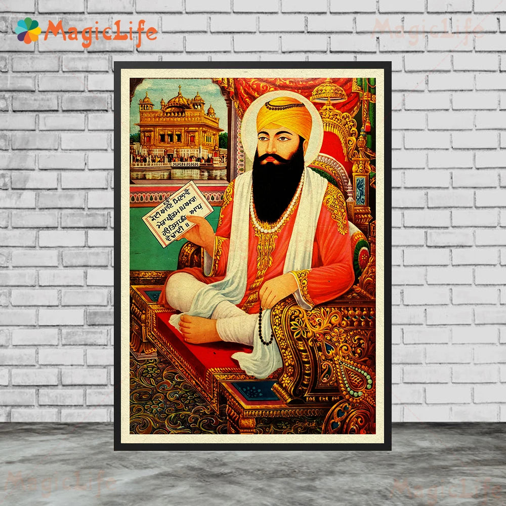 Sikhism Gurunanak Gulu Nanak Religion Posters Wall Pictures For Living Room Vintage Poster Wall Art Canvas Painting Unframed