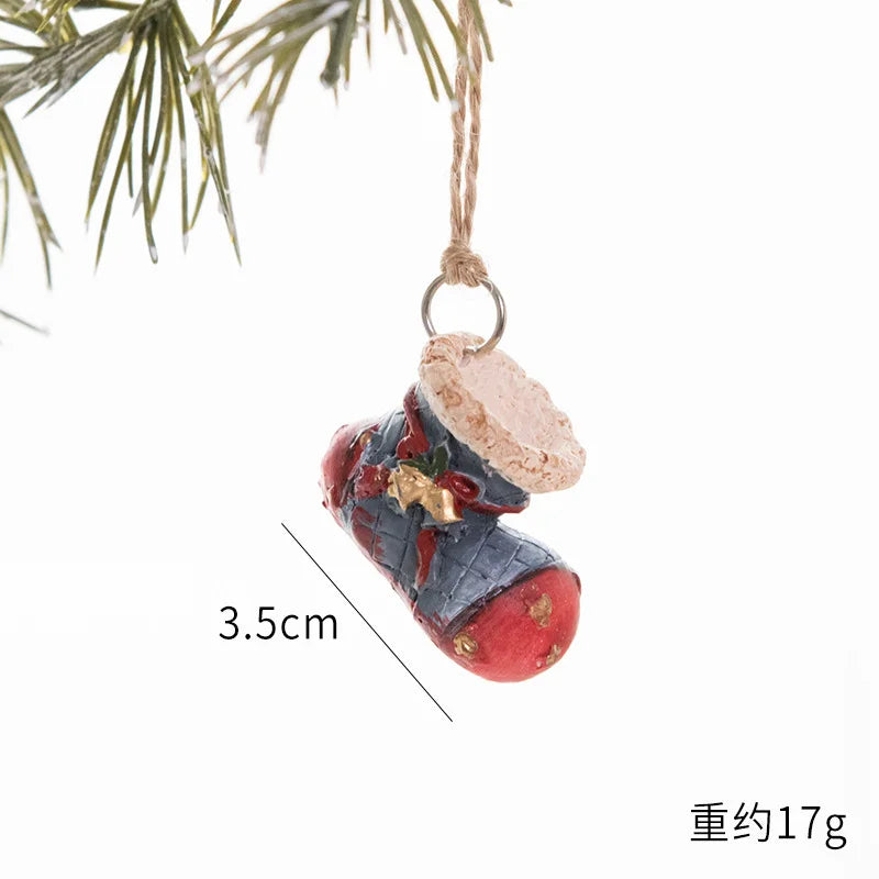 Christmas Resin Tree Decorations Santa Snowman Angel Pendant Ornament DIY Kids Toys Noel Navidad Kerst 2023