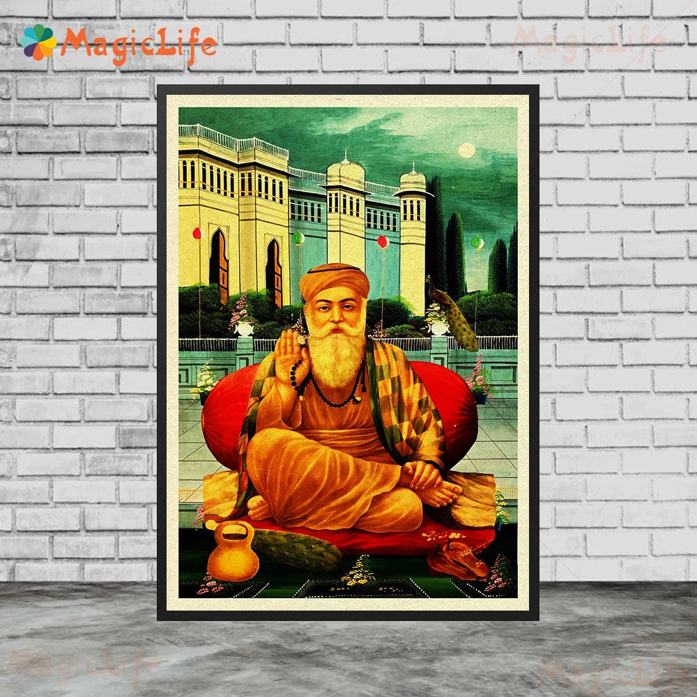 Sikhism Gurunanak Gulu Nanak Religion Posters Wall Pictures For Living Room Vintage Poster Wall Art Canvas Painting Unframed