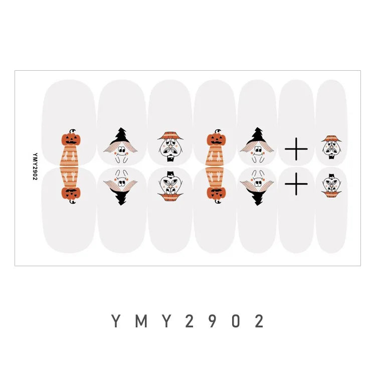 Baking Free Halloween Nail Stickers Full Sticker Fashion Nail Art Jewelry  Pumpkin Ghost Wholesale Applique Nail Sticker