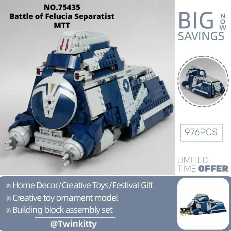 Christmas promotiona 75435 976PCS Battle Of Felucia Separatist Mtt Building Blocks Creative Model for toys Adult Birthday Gift