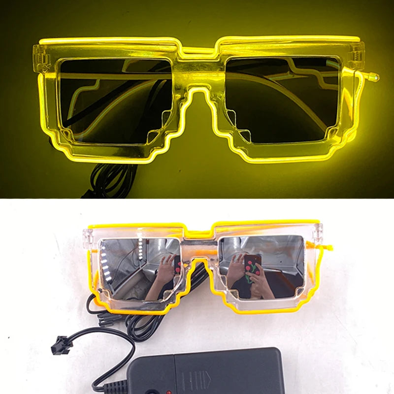 Funny Light Up Glasses Luminous LED Mosaic Glasses Men Women Halloween Party Supplies Glowing Glasses Neon Gafas Prpos