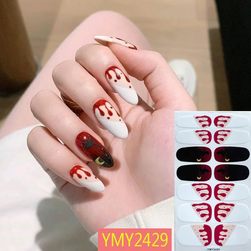Baking Free Halloween Nail Stickers Full Sticker Fashion Nail Art Jewelry  Pumpkin Ghost Wholesale Applique Nail Sticker