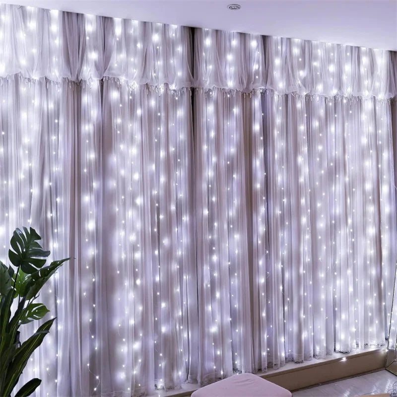 Diwali Lights LED Fairy String Curtain Lights 8 Mode Remote USB Festoon Christmas Decor For Home Holiday New Year Lamp