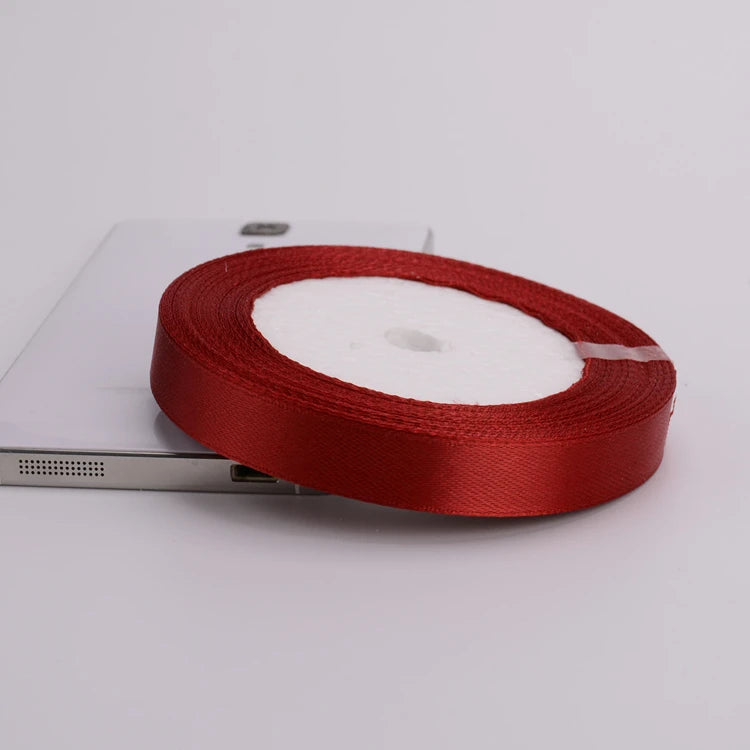 Burgundy Wine Red Single Face Satin Ribbon 6-10-15-20-25-40-50mm Gift Packaging Tape Christmas Halloween Birthday Party Decor