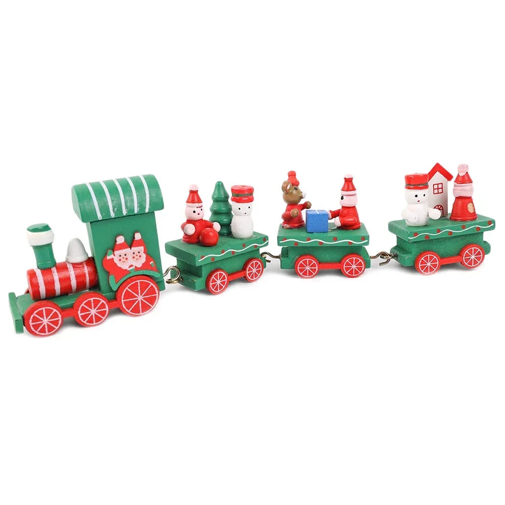 Christmas Train Painted Wooden Plastic  Mini Christmas Tree Train Christmas Decorations Festival Party Xmas Table Top Ornament