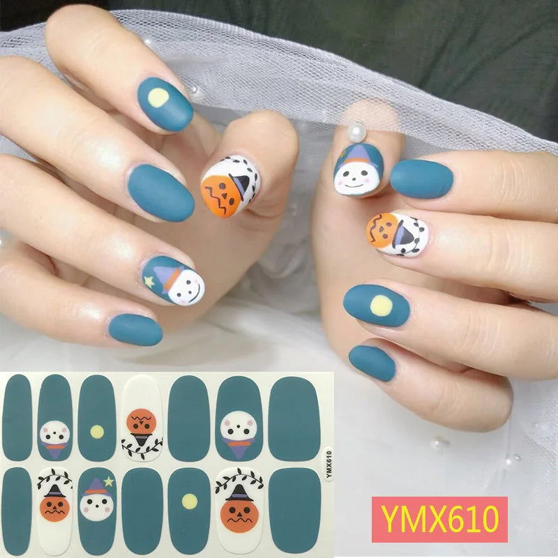 Baking Free Halloween Nail Stickers Full Sticker Fashion Nail Art Jewelry  Pumpkin Ghost Wholesale Applique Nail Sticker