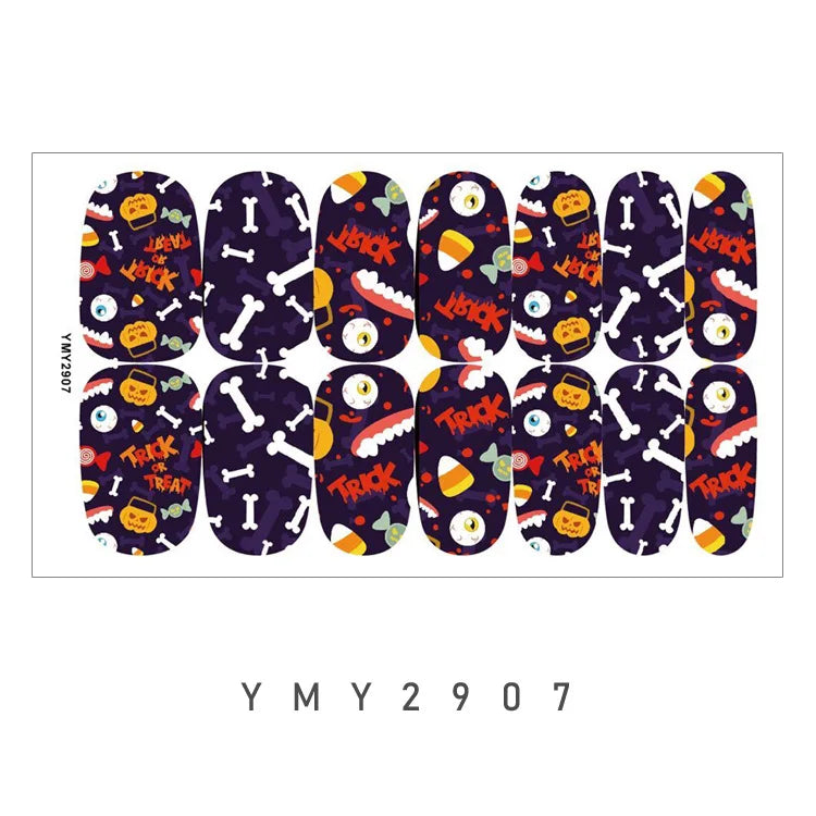 Baking Free Halloween Nail Stickers Full Sticker Fashion Nail Art Jewelry  Pumpkin Ghost Wholesale Applique Nail Sticker