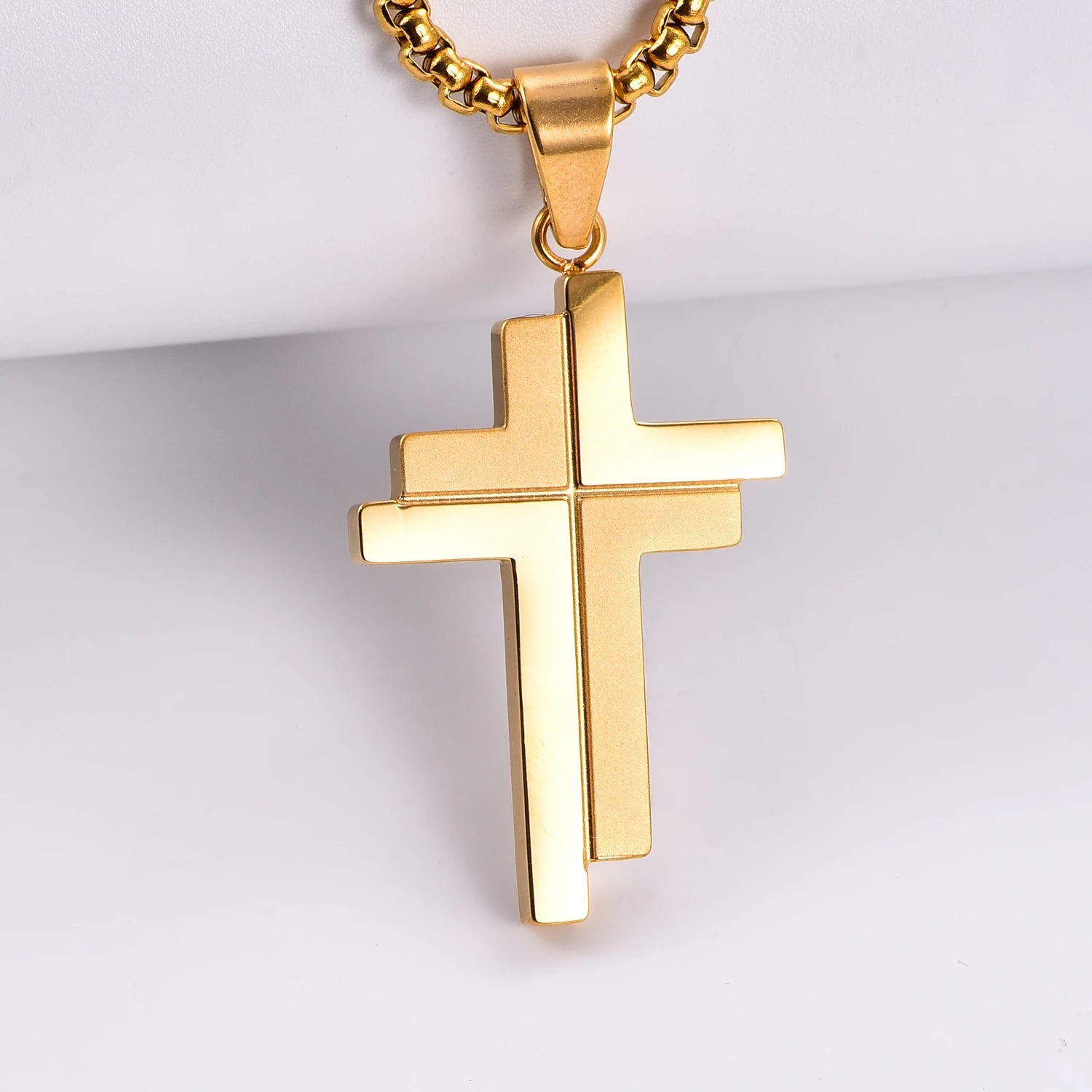Cross Pendant Necklace Classic for Men Women Fashion Hip-hop Stainless Steel Dull Polished  Faith Prayer Jewelry Gift