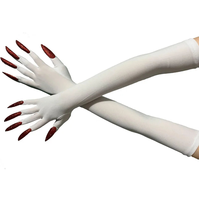 Cool Halloween gloves long ghost claw dress up gloves fashionable red long nails Cosplay Halloween funny gloves A529
