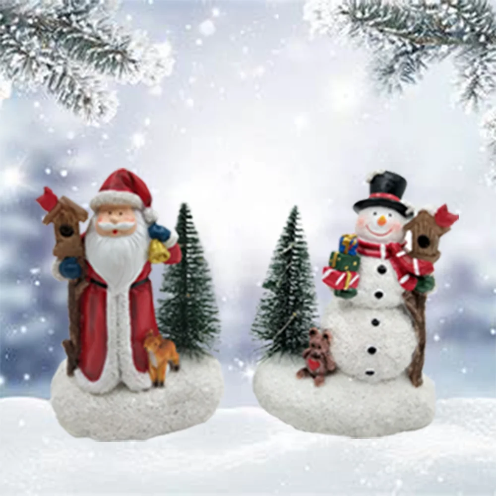 Christmas decorations, Santa Claus Snowman, Christmas holiday party decorations, LED lights, tabletop statues