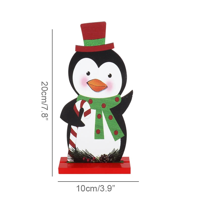 Christmas Wooden Reindeer Snowman Santa Claus Crafts Xmas Desktop Ornaments Merry Christmas Home Decorations New Years Noel Gift