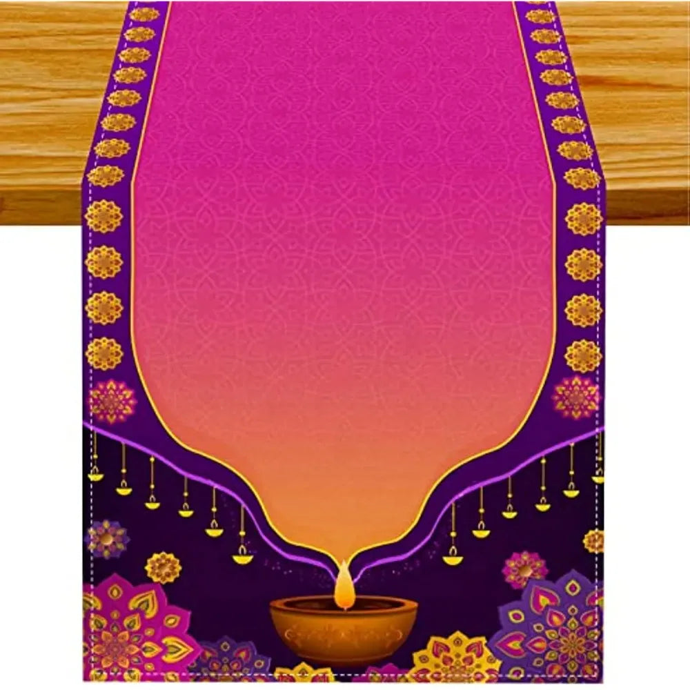 Happy Diwali Table Runners Candlestick Decoration Diwali Home Kitchen Table Decorations and Household Supplies