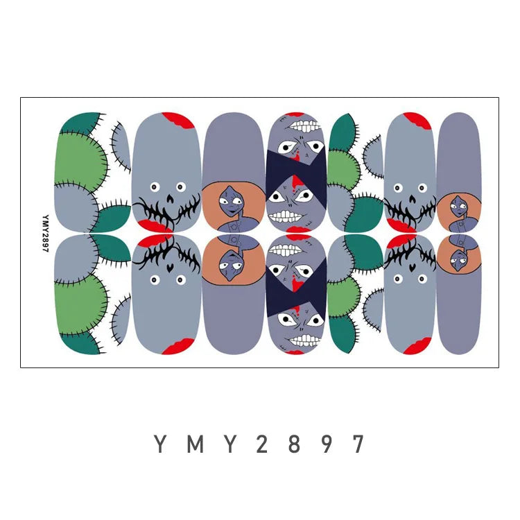 Baking Free Halloween Nail Stickers Full Sticker Fashion Nail Art Jewelry  Pumpkin Ghost Wholesale Applique Nail Sticker