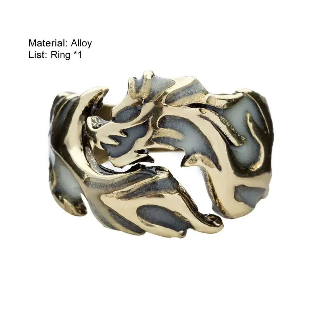 Luminous Dragon Rings Gothic Adjustable Men Stainless Steel Rings Unique Jewellery Vintage Halloween Gifts for Friends Anillos