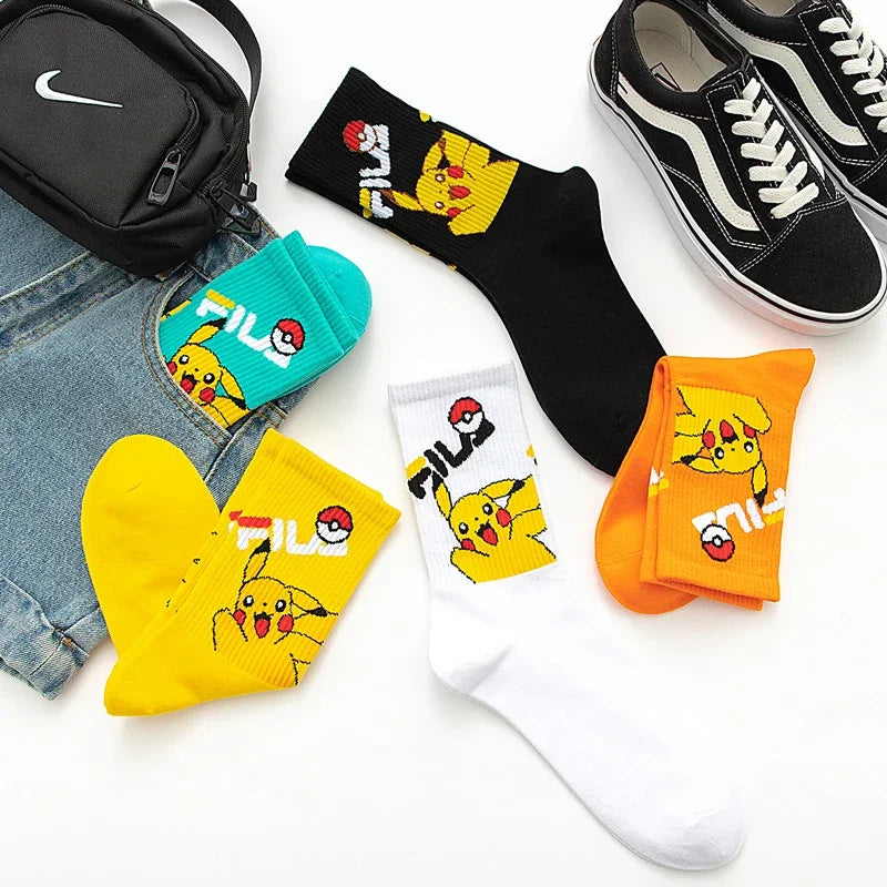 Bandai Pokemon cartoon socks men women Christmas Halloween Hip Hop Street Fashion Inspired Novelty Funny Casual Crew Socks